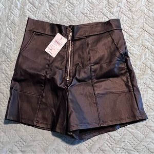 Faux leather shorts